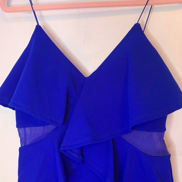 Revamped | Royal Blue Mesh Side Cutout Mini Dress - Picture 2 of 7